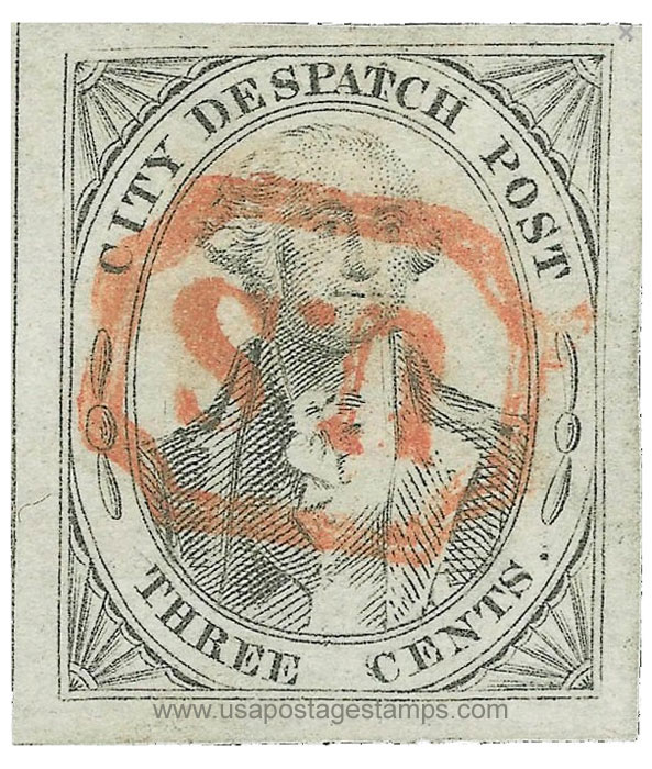US 1842 Carriers' Stamp 3c. New York, N.Y. Scott. 6LB1