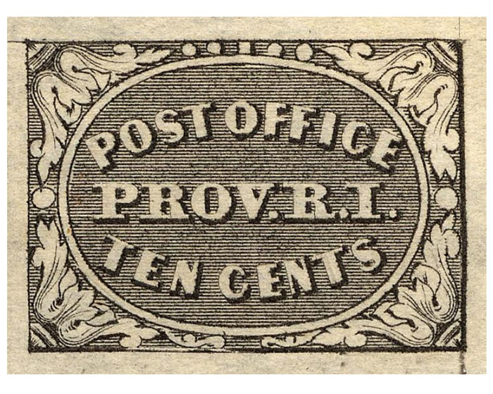 US 1846 Postmaster's Provisional Stamp 10c. Providence, R.I. 10X2