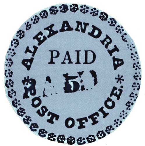 US 1846 Postmasters' Provisional Stamp 5c. Alexandria, VA. Blue Boy AL 1X2