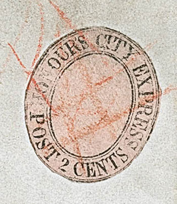US 1849 Carriers' Stamp 2c. Charleston, South Carolina Scott. 4LB1