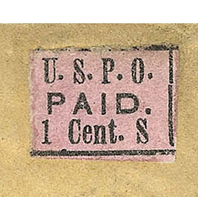 US 1849 Carriers' Stamp 1c. Philadelphia, Pennsylvania Scott. 7LB2