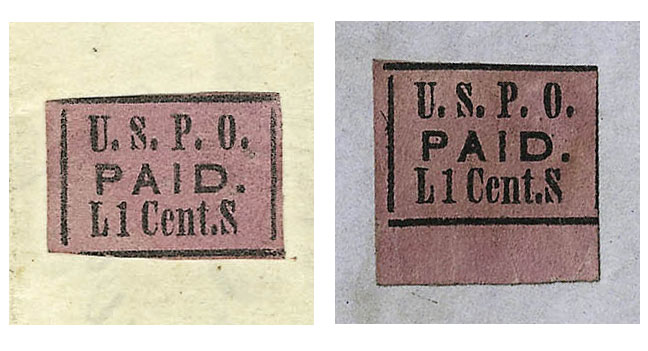 US 1849 Carriers' Stamp 1c. Philadelphia, Pennsylvania Scott. 7LB4