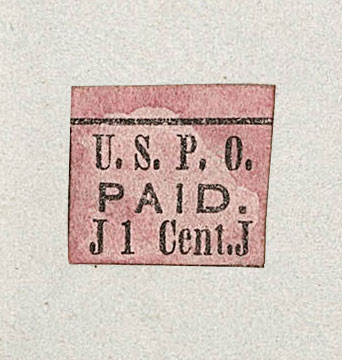 US 1849 Carriers' Stamp 1c. Philadelphia, Pennsylvania Scott. 7LB5