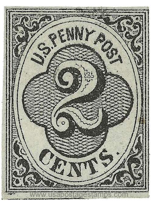 US 1849 Carriers' Stamp 2c. St. Louis, Missouri Scott. 8LB1