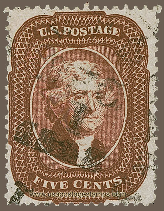 US 1858 Thomas Jefferson (1743-1826) 5c. Scott. 28A