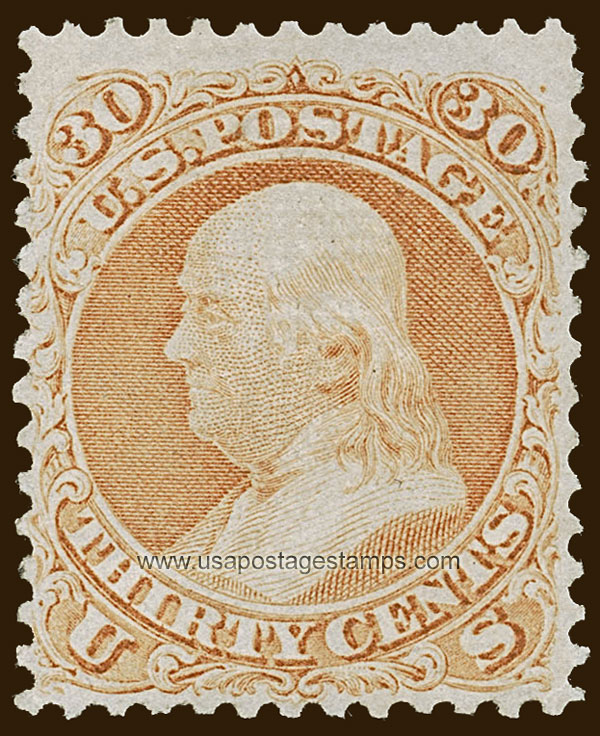 US 1867 Benjamin Franklin (1706-1790) 30c. Scott.100