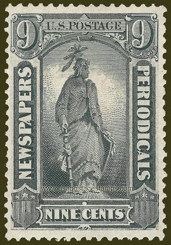 US 1875 Statue of Freedom 9c. Scott. PR14 Newspaper Stamp