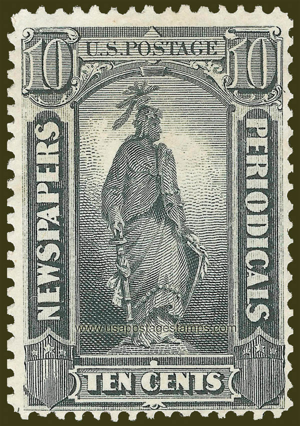 US 1875 Statue of Freedom 10c. Scott. PR15 Newspaper Stamp