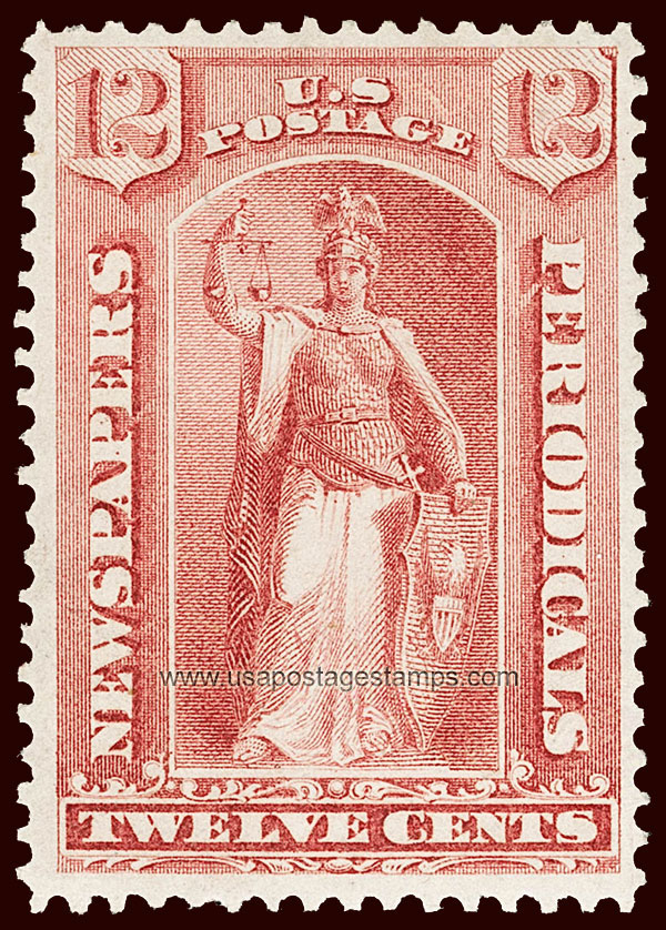 US 1875 Statue of Justice 12c. Scott. PR16 Newspaper Stamp