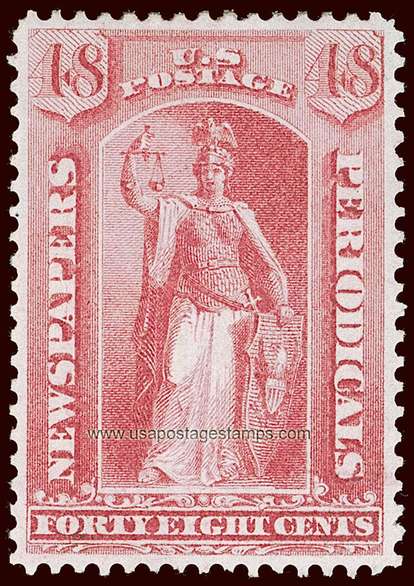 US 1875 Statue of Justice 48c. Scott. PR19 Newspaper Stamp