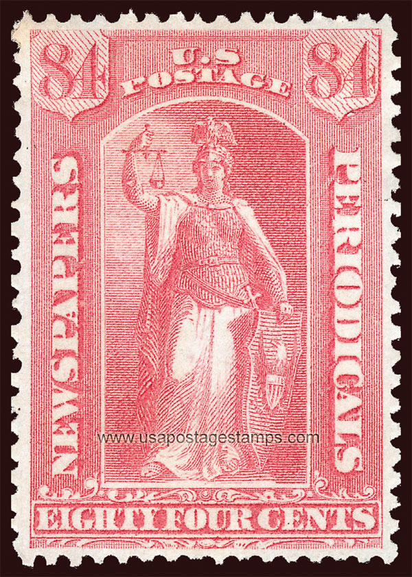 US 1875 Statue of Justice 84c. Scott. PR22 Newspaper Stamp