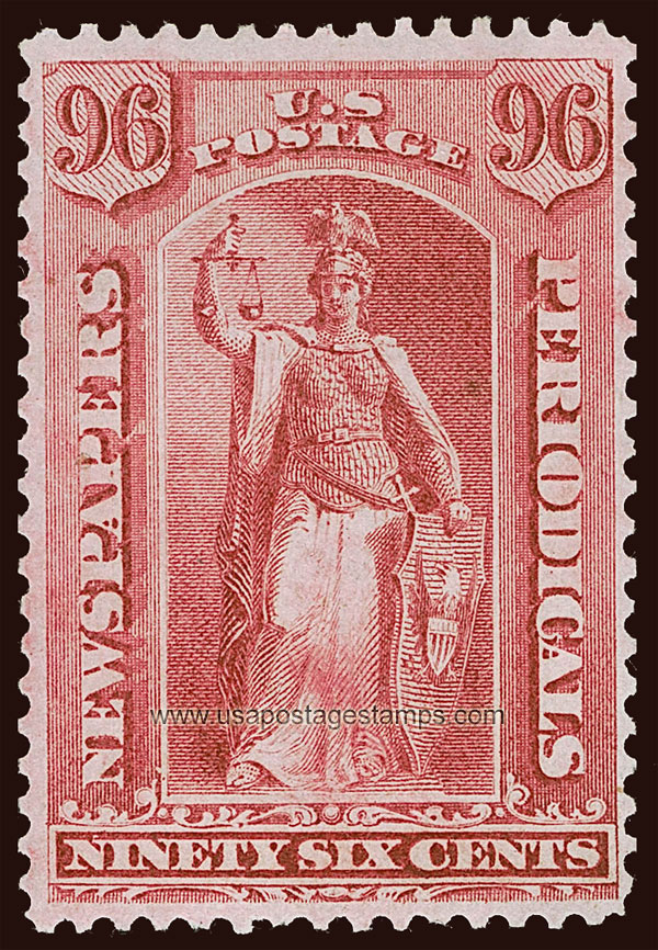 US 1875 Statue of Justice 96c. Scott. PR23 Newspaper Stamp