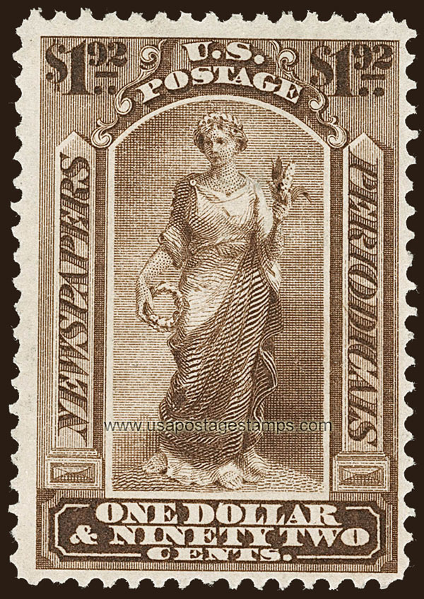 US 1875 Statue of Ceres $1.92 Scott. PR24 Newspaper Stamp