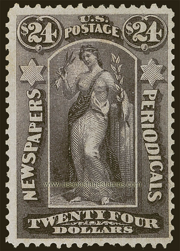 US 1875 Statue of Peace $24 Scott. PR29 Newspaper Stamp