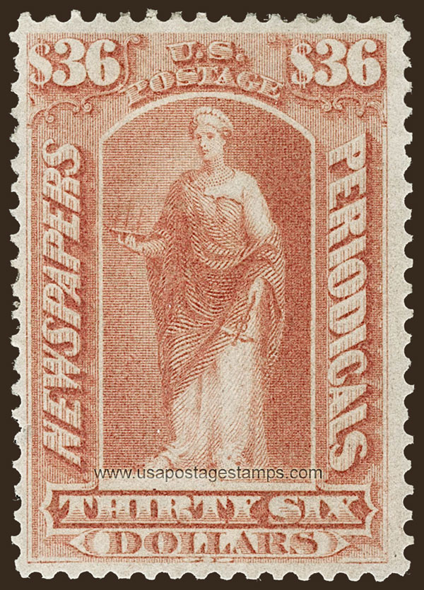 US 1875 Statue of Commerce $36 Scott. PR30 Newspaper Stamp