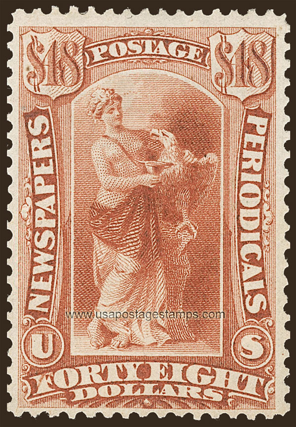 US 1875 Statue of Hebe $48 Scott. PR31 Newspaper Stamp