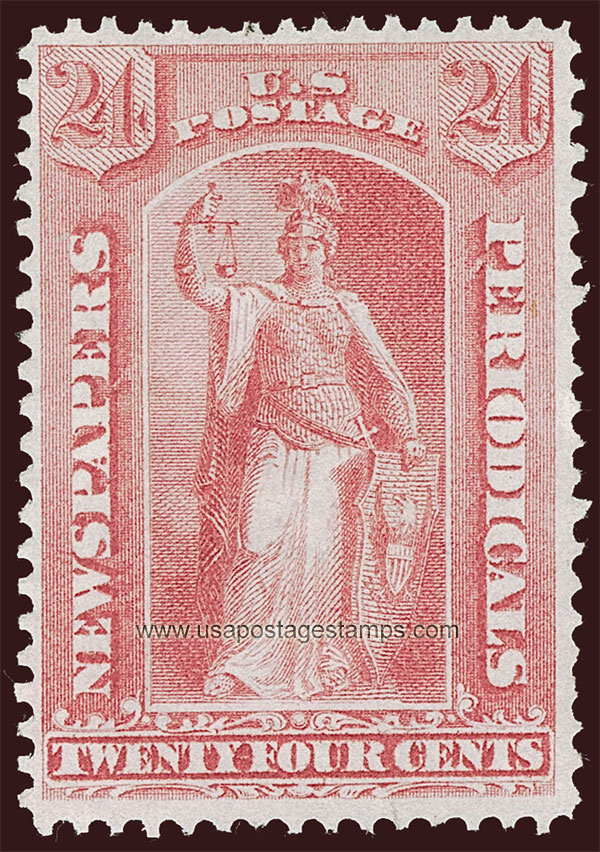 US 1875 Statue of Justice 24c. Scott. PR41 Newspaper Stamp