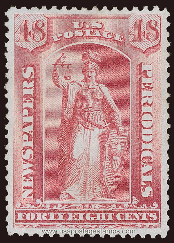 US 1875 Statue of Justice 48c. Scott. PR43 Newspaper Stamp