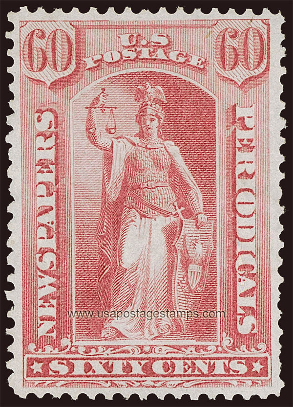 US 1875 Statue of Justice 60c. Scott. PR44 Newspaper Stamp