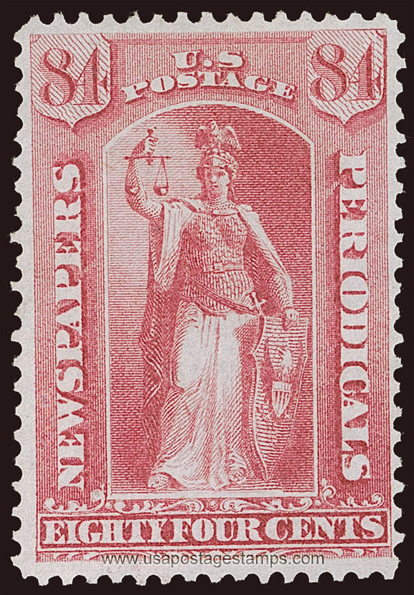 US 1875 Statue of Justice 84c. Scott. PR46 Newspaper Stamp