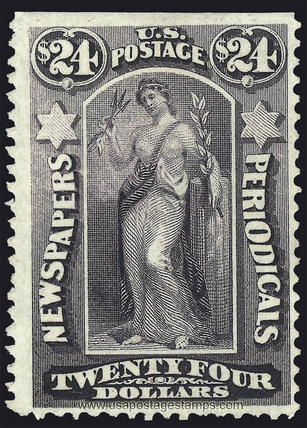 US 1875 Statue of Peace $24 Scott. PR53 Newspaper Stamp