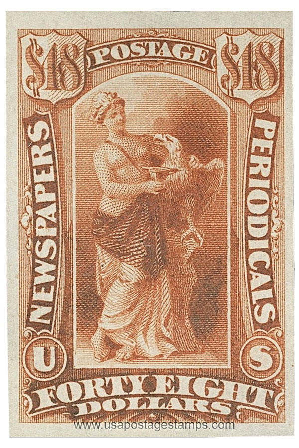 US 1875 Statue of Hebe $48 Scott. PR55 Newspaper Stamp