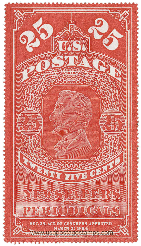US 1875 George Washington (1732-1799) 10c. Scott. PR7 Newspaper Stamp