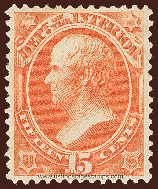 US 1879 Daniel Webster (1782-1852) 15c. Official OVPT. Scott. O102
