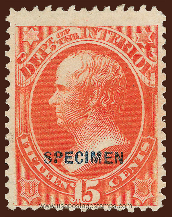 US 1879 Daniel Webster (1782-1852) 15c. Official OVPT. Scott. O21S