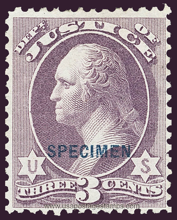 US 1879 George Washington (1732-1799) 3c. Official OVPT. Scott. O27S