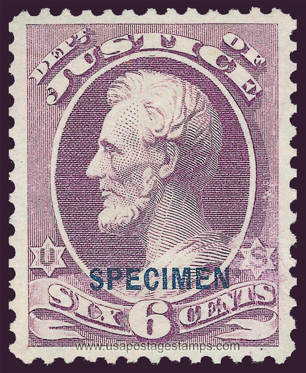 US 1879 Abraham Lincoln (1809-1865) 6c. Official OVPT. Scott. O28S