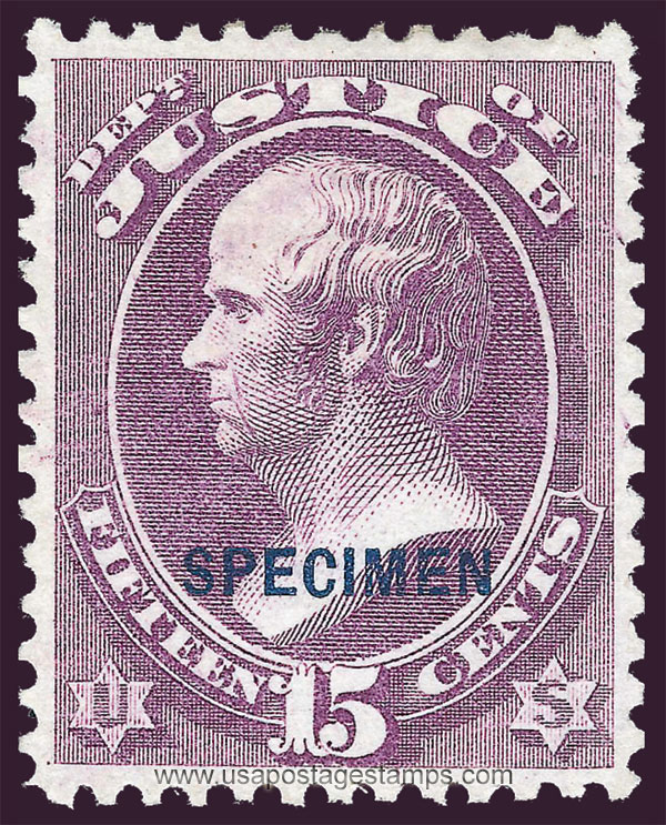 US 1879 Daniel Webster (1782-1852) 15c. Official OVPT. Scott. O31S