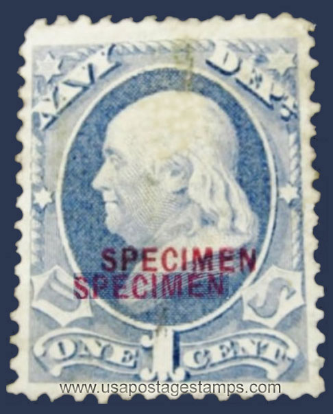 US 1879 Benjamin Franklin (1706-1790) 1c. Official Double OVPT. Scott. O35Sb