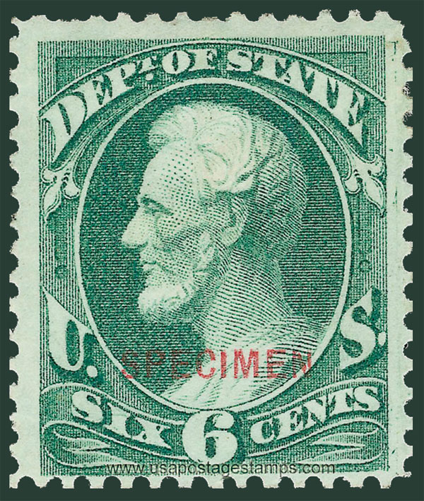 US 1879 Abraham Lincoln (1809-1865) 6c. Official OVPT. Scott. O60S