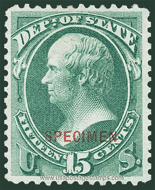 US 1879 Daniel Webster (1782-1852) 15c. Official OVPT. Scott. O64S