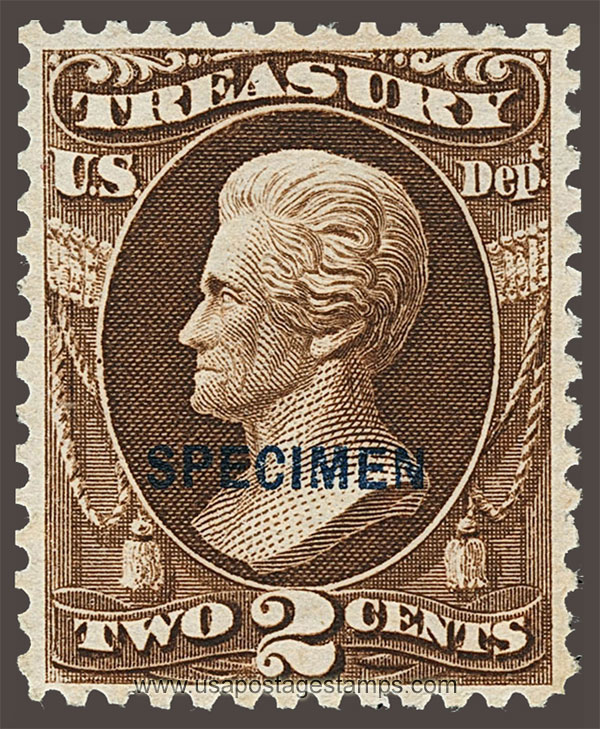 US 1879 Andrew Jackson (1767-1845) 2c. Official OVPT. Scott. O73S