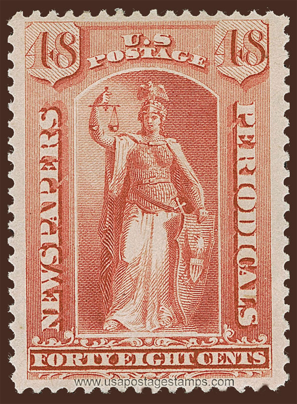 US 1879 Justice 48c. Scott. PR66 Newspaper Stamp