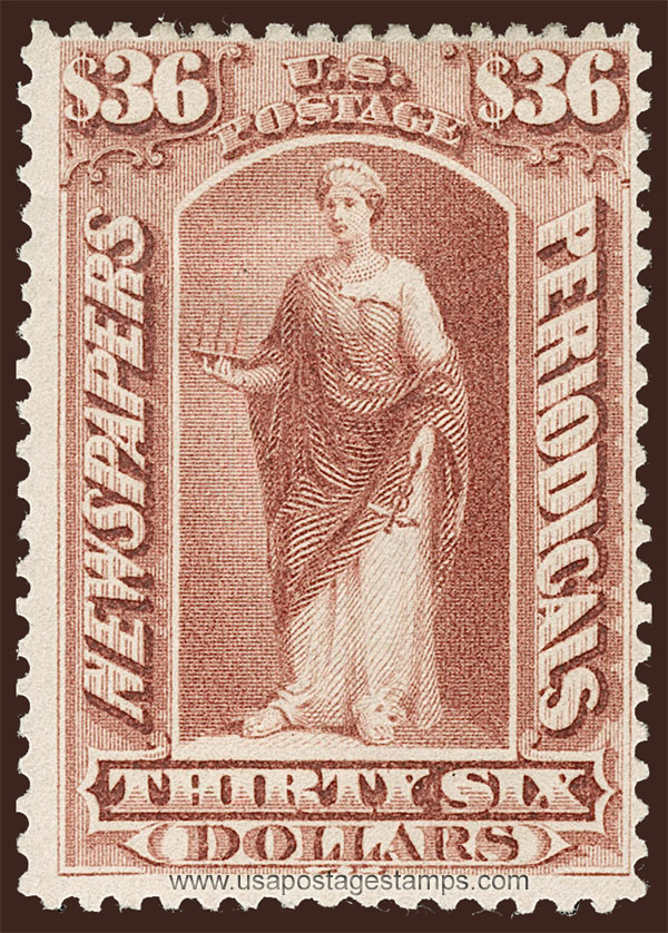 US 1879 Peace $36 Scott. PR77 Newspaper Stamp