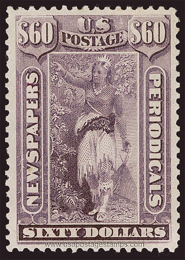US 1879 Indian maiden $60 Scott. PR79 Newspaper Stamp