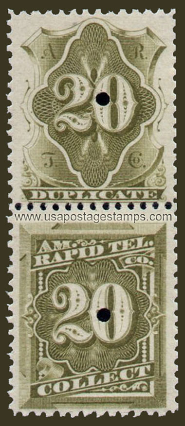 US 1881 American Rapid Telegraph Co. - Se-tenant 20c.x2 Scott. 1T16a