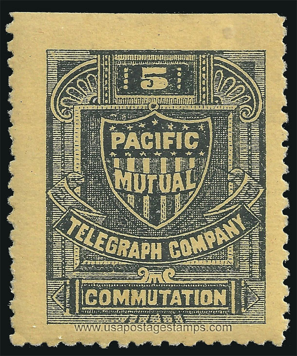 US 1883 Pacific Mutual Telegraph Co. 'Coat of arms' 5c. Scott. 13T3