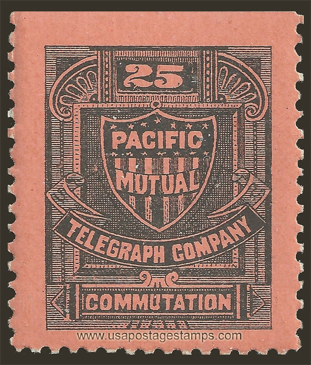 US 1883 Pacific Mutual Telegraph Co. 'Coat of arms' 25c. Scott. 13T5