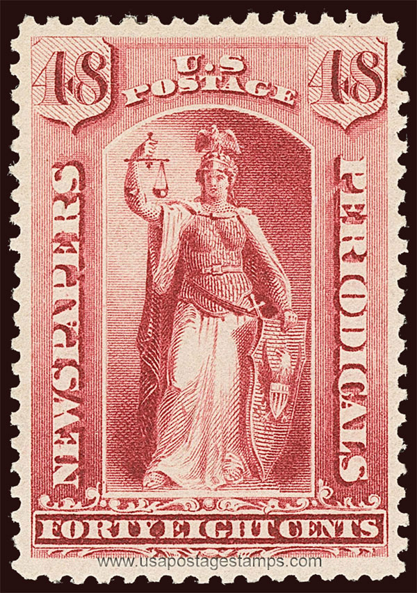 US 1885 Justice 48c. Scott. PR85 Newspaper Stamp