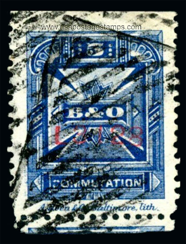 US 1886 Baltimore and Ohio Telegraph Companies 'Commutation' 5c. Scott. 3T12