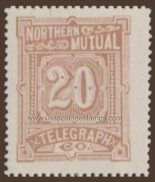 US 1887 Northern Mutual Telegraph Company 'Numeral' 20c. Barefoot NM3R1