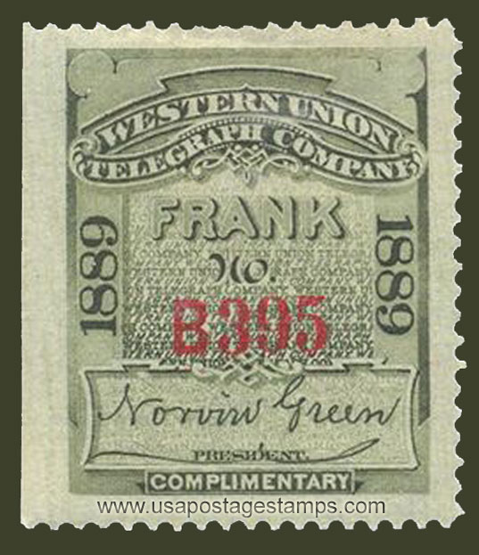US 1889 Western Union Telegraph Company 'Frank' 0c. Scott. 16T19