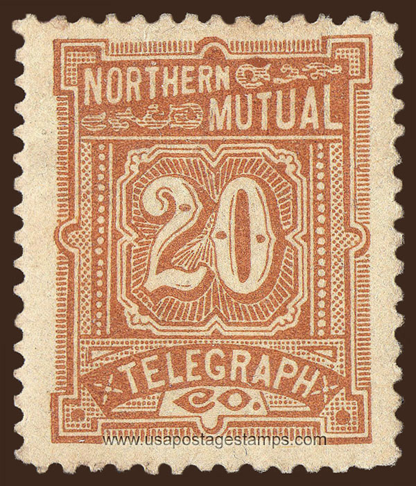 US 1890 Northern Mutual Telegraph Company 'Numeral' 20c. Barefoot NM3R2