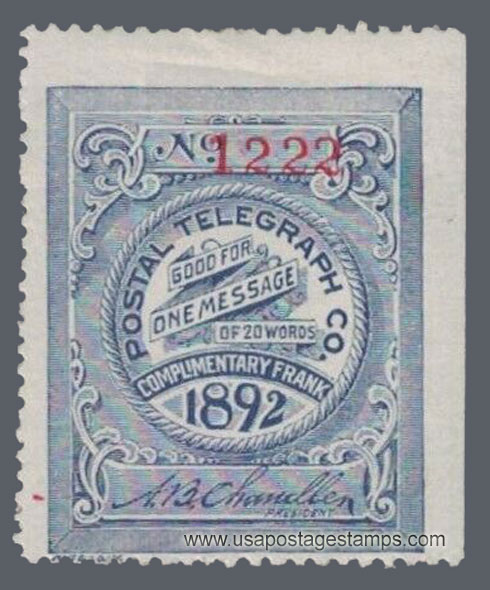 US 1892 Postal Telegraph Company 'Frank' 0c. Scott. 15T5a