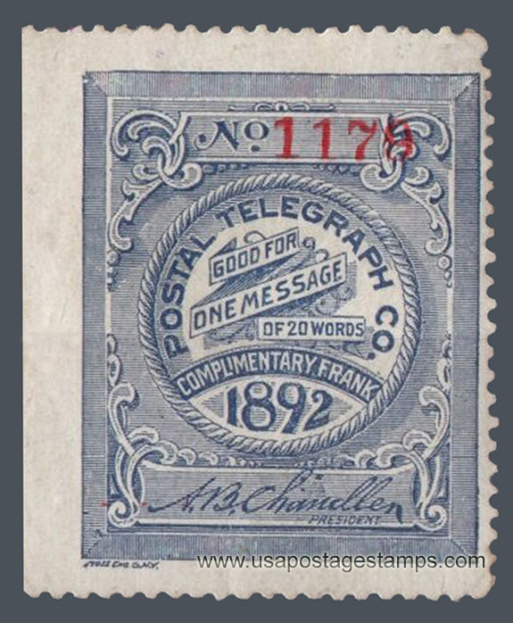 US 1892 Postal Telegraph Company 'Frank' 0c. Scott. 15T6