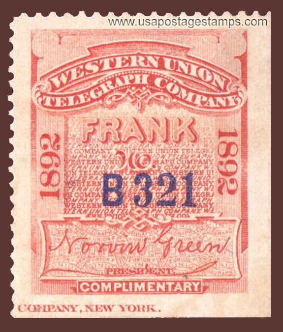 US 1892 Postal Telegraph Company 'Frank' 0c. Scott. 15T6